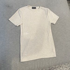 Beige Vertical Stripe T Shirt